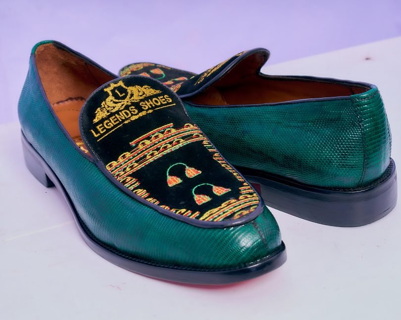 Toghu Green Iguana Lizard Combo Men’s Classic Loafers – Image 2