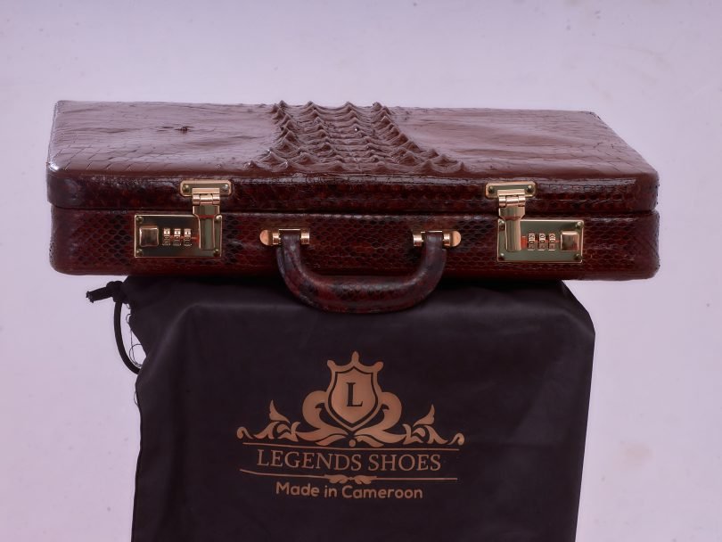 Brown Saltwater Crocodile Head/Tail Combo Wooden Laptop Briefcase – Image 2
