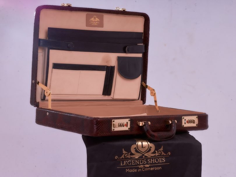 Brown Saltwater Crocodile Head/Tail Combo Wooden Laptop Briefcase – Image 3