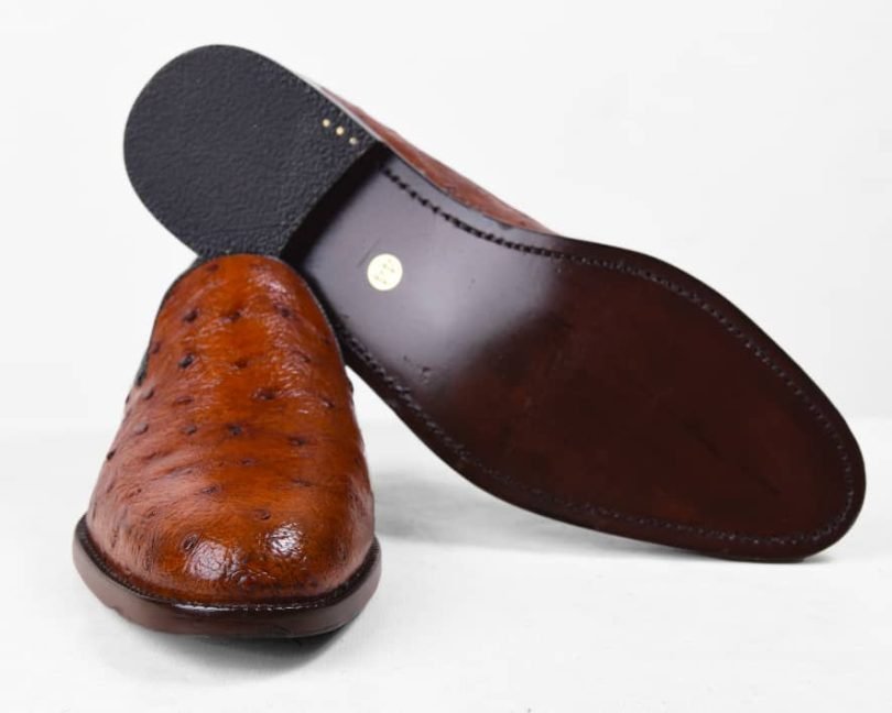 Somali Ostrich Brown Loafers Men's Shoes – Image 3