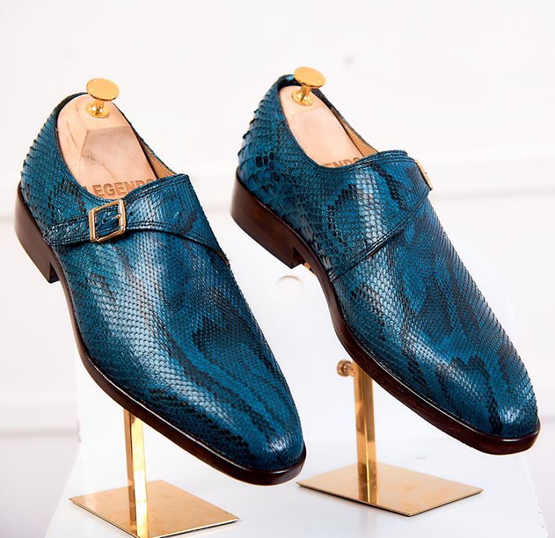 Legends Teal Sumatran Python Single Buckle Monk's Strap – Image 2