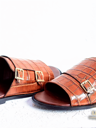 ✨ Classic Brown Crocodile Leather Sandals – Elegance Redefined ✨