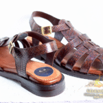Brown Crocodile Leather Classic Men's Sandals