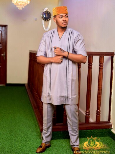 Men's saillon set, light gray color