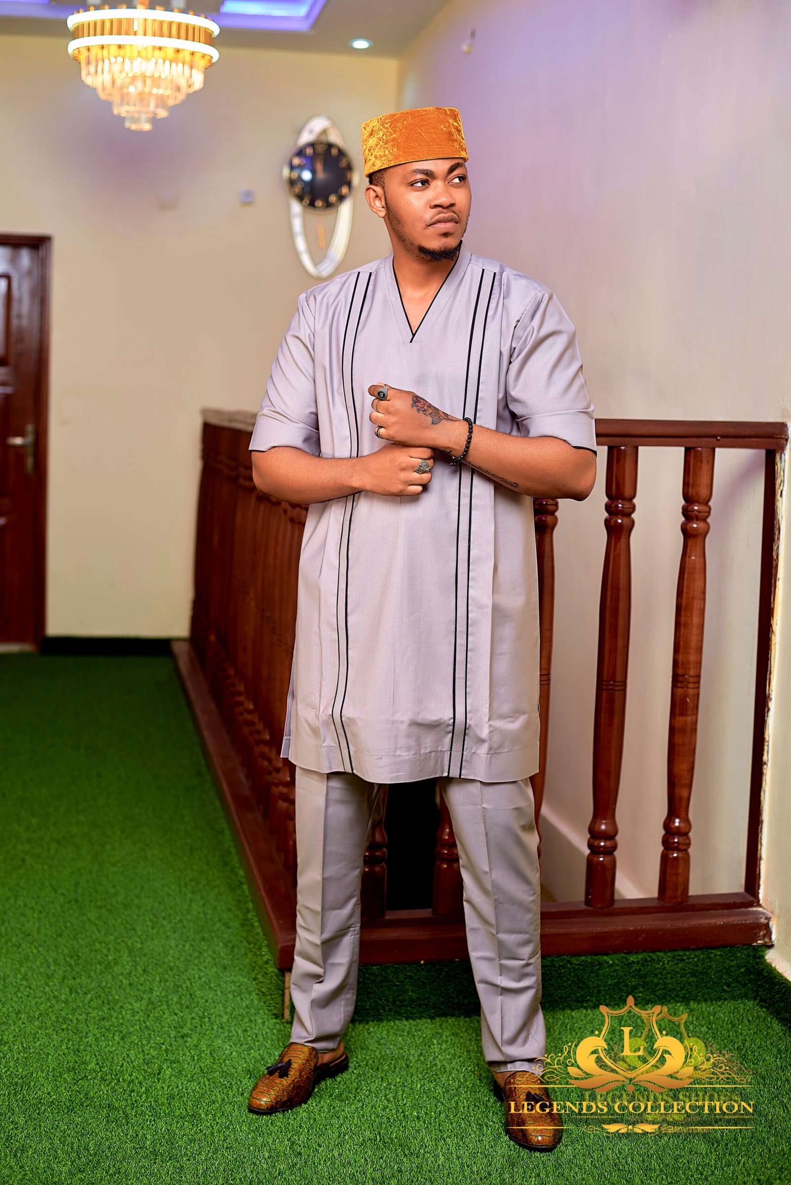 Men's saillon set, light gray color