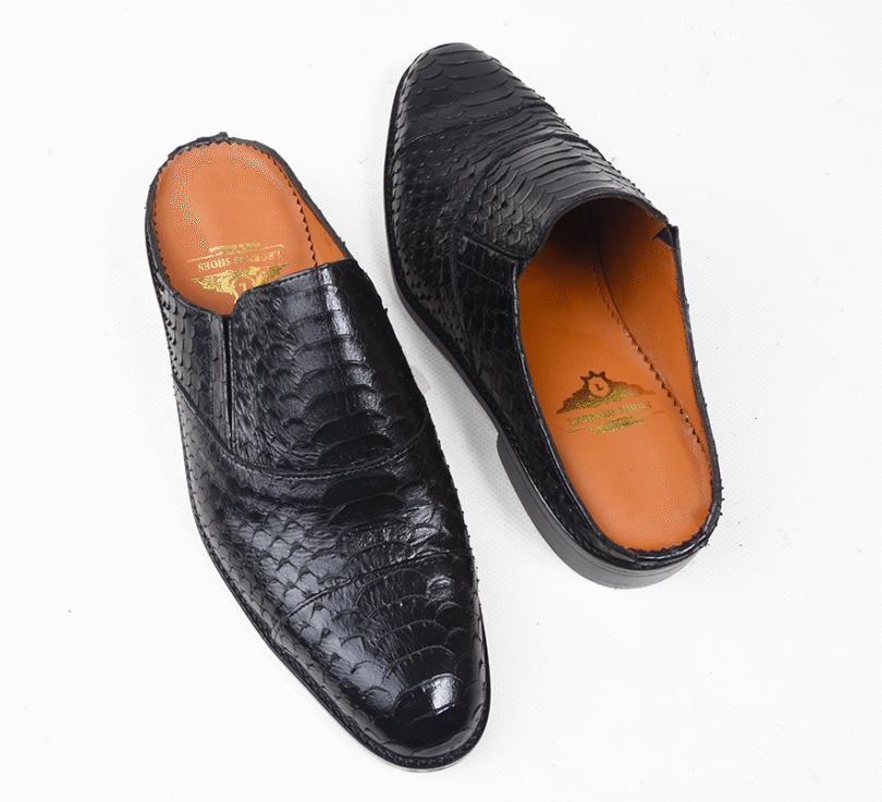 Luxury Black Python Skin Men’s Slippers 🐍✨ – Image 3